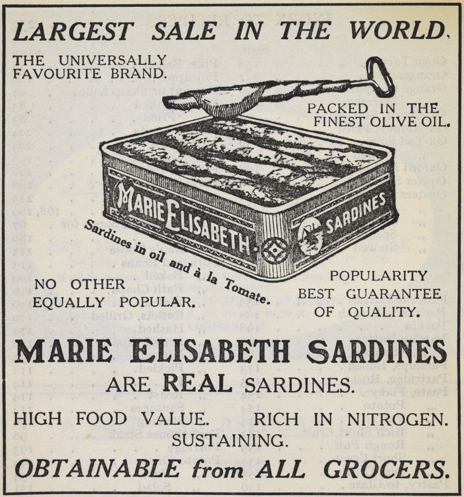 Werbung für Sardinen in Olivenöl